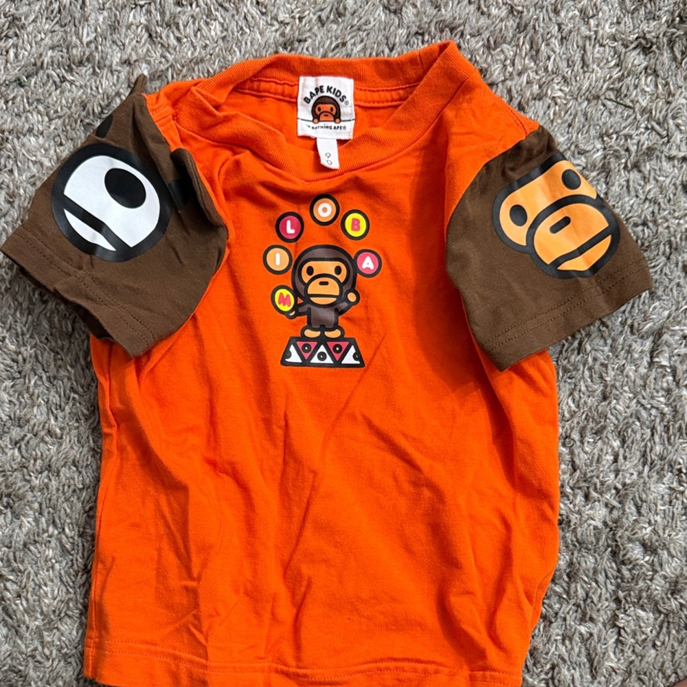 Orange Graphic T-Shirt with Monkey Design